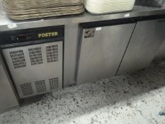 * Foster 2 door prep top chiller on castors. 1400w x 700d x 850h