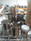 * 6 x milk steaming jugs with thermometer and shakers