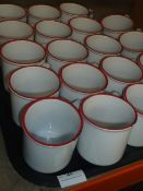 * white enamel mugs x 19