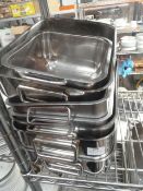 * S/S roasting tins x 7
