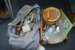 Bag and a Box of Assorted Tools