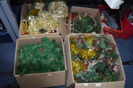 Four Boxes of Christ Decorations, Foliage, Wreathe