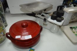 Vintage Kitchen Scales with Weights plus Casserole