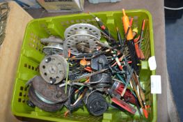 Basket of Fishing Reels, Floats, etc.
