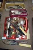Three Small Boxes of Plated Cutlery etc.