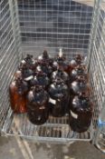 Fourteen Brown Glass 1 Gallon Demijohns