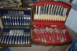 Two Complete Cutlery Canteens and Contents