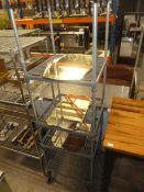 * 4 shelf wire racking on castors. 600w x 600d x 1970h