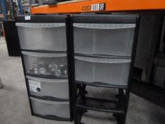*2 x black plastic drawer units (2 x missing drawers)
