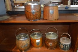 Five Vintage Oak Biscuit and one other Barrels