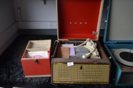 Bush Vintage Portable Record Player plus Carry Case and Singles