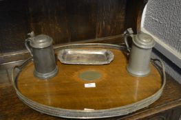 Silver Plated Tray 1881, Two Pewter Tankards, etc.