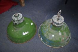 Pair of Green Enamel Light Shades 14