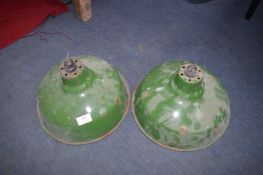 Pair of Green Enamel Light Shades 12
