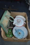 Enamel Chambersticks, Bowls, etc.