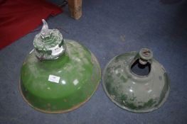 Two Green Enamel Light Shades 14