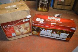 Musical Train Ride and Three Rattan Light Up Gift