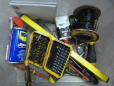 *Small Quantity of Tools Including Screwdriver Bits, Spirit Level, Screwdrivers, Pliers, etc.