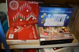 *Two Candle Bridge Lights, LED Snowman, Train and