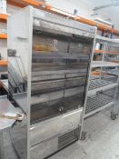 * Williams Gem S/S 4 shelf grab and go chiller with pull down shutter on castors. 960w x 670d x