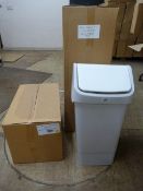 5 x 50L Plastic Grey Granit Coloured Bins with Swing Lids