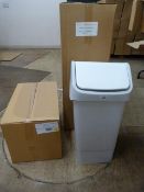 5 x 50L Plastic Grey Granit Coloured Bins with Swing Lids