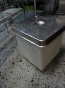 * hard plastic white catering bin with S/S lid