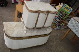 Two Lloyd Loom Style Ottomans