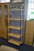 Five Height Chrome Wood Effect Shelf Unit