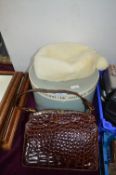 Fur Hat, Hat Box and a Crocodile Handbag