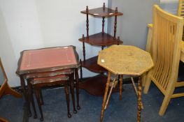 Nest of Three Glass Topped Tables, Whatnot and a B