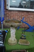 Garden Birdbath and a Duck Door Stop