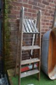 Wooden Folding Four Tread Step Ladder