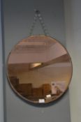 Vintage Beveled Edge Pink Tinted Circular Wall Mir