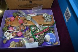 Costume Jewellery, Badges, Frog Door Wedge, etc.
