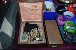 Small Vintage Marquetry Box Containing Costume Jew