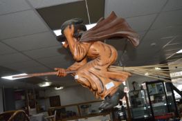 Wooden Effect Flying Witch