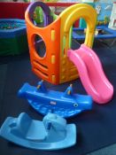 *plastic house with slide and 2 x plastic rockers