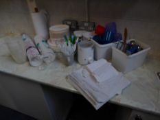 *misc. kitchen items - paper plates, takeaway coffee cups and lids, bottle warmer, kids cups, ice cr