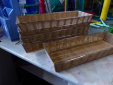 *5 x long wicker baskets. 600w x 220d x 90h