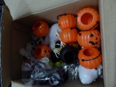 *selection of Halloween decorations - including pumpkin lights, lunch boxes