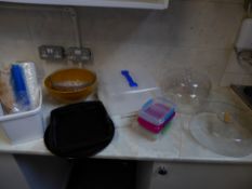 *baking equipment - cake domes, clip top storage, mixing bowls, piping kit, cupcake cases