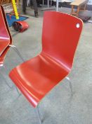 *8 x red stackable chairs with S/S legs