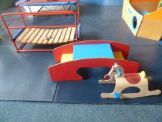 *Wooden toys - bridge, 2 seated table and rocker