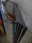* 6 x grey metal frame hanging rails 1530w x 470d x 1470h