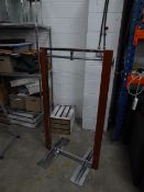 * 3 x wooden and silver slim line clothes rails with end coat hooks. 800w x 600d x 1400h