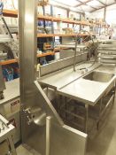 * corner shelf with pot wash sink and taps. 2600w x 1000d