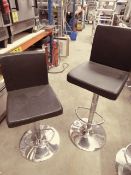 * 2 x black leather gas lift stools with chrome bases. (seat height from 630h to 830h)
