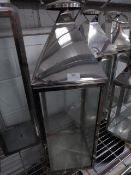 * S/S lantern. 230w x 230d x 710. missing one glass panel