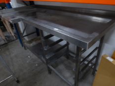 * L shaped right hand feed table fore pass through dishwasher. With up stand, under shelf and tray